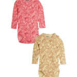 Mini Rodini Body l/æ - 2-pak - Pink/Beige m. Leopardprint