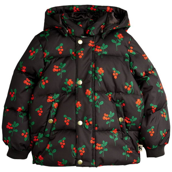 Mini Rodini Dynejakke - Lingonberries Hooded Puffer - Sort