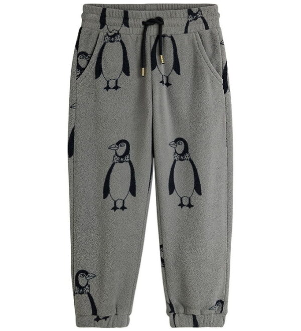 Mini Rodini Fleecebukser - Penguin - Grå