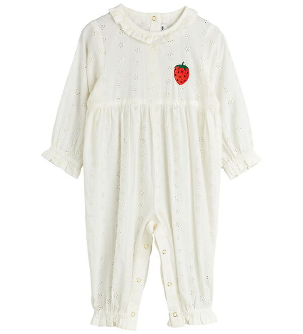 Mini Rodini Heldragt - Strawberry Schiffli - Hvid