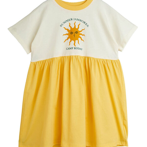 Mini Rodini Kjole - Gul/Offwhite m. Sol