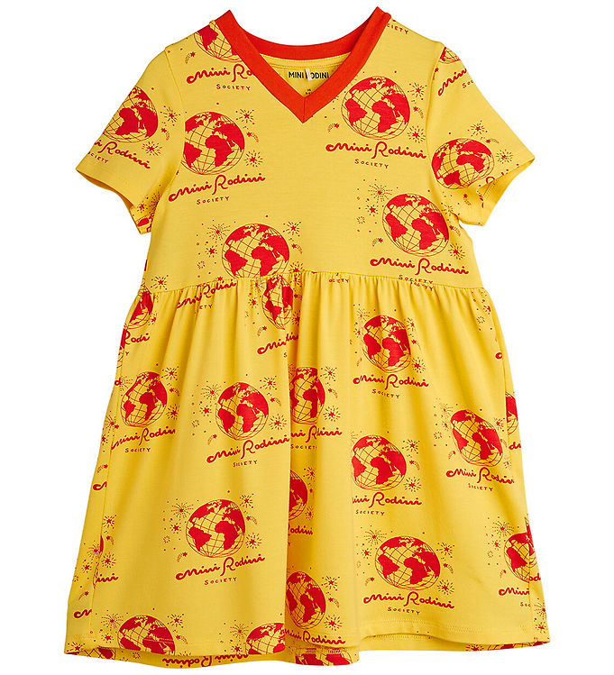 Mini Rodini Kjole - Society Aop - Gul