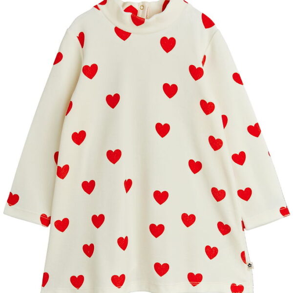 Mini Rodini Kjole - Velour - Hearts - Hvid