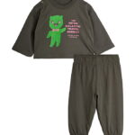 Mini Rodini Sæt - Bluse/Bukser - Alien Travel Agency - Grå