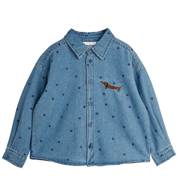 Mini Rodini Skjorte - Denim Dots - Blå