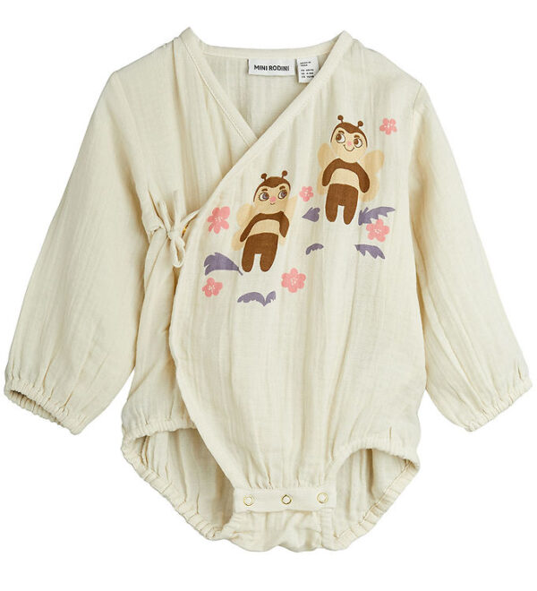 Mini Rodini Slå-om Body l/æ - Offwhite m. Bier