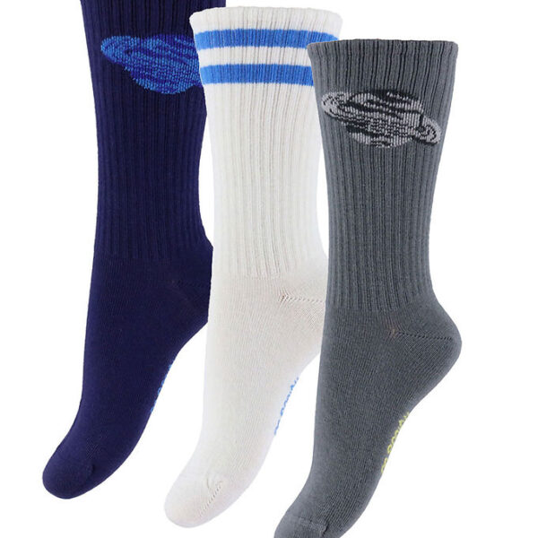 Mini Rodini Strømper - 3-pak - Planet - Grå/Hvid/Navy Mini Rodini Strømper - 3-pak - Planet - Grå/Hvid/Navy