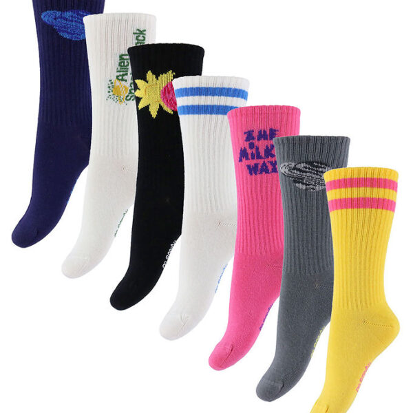 Mini Rodini Strømper - 7-pak - Alien - Multifarvet Mini Rodini Strømper - 7-pak - Alien - Multifarvet