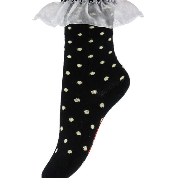 Mini Rodini Strømper - Polka Dot Frill - Sort