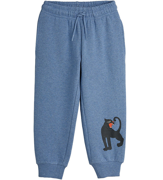Mini Rodini Sweatpants - Blåmeleret m. Panter
