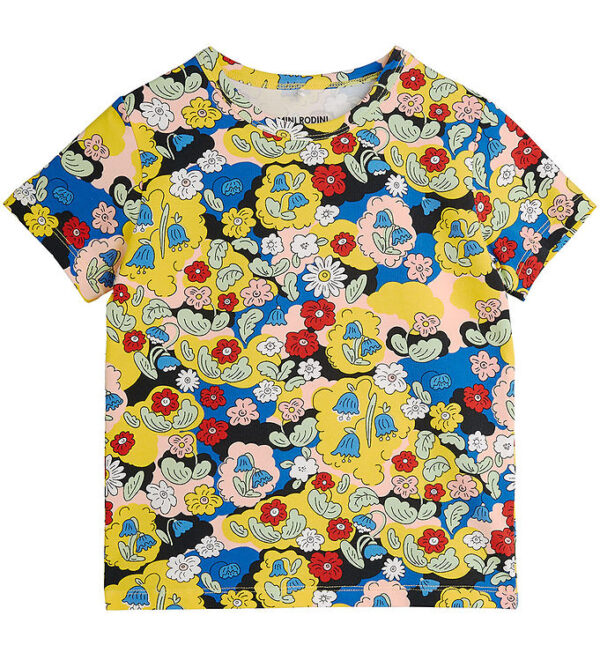 Mini Rodini T-shirt - Gul m. Blomster Mini Rodini T-shirt - Gul m. Blomster
