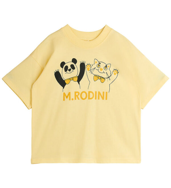 Mini Rodini T-shirt - Panda & Cat - Gul Mini Rodini T-shirt - Panda & Cat - Gul