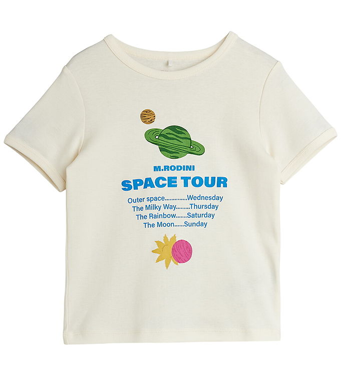 Mini Rodini T-shirt - Space Tour - Off-White Mini Rodini T-shirt - Space Tour - Off-White