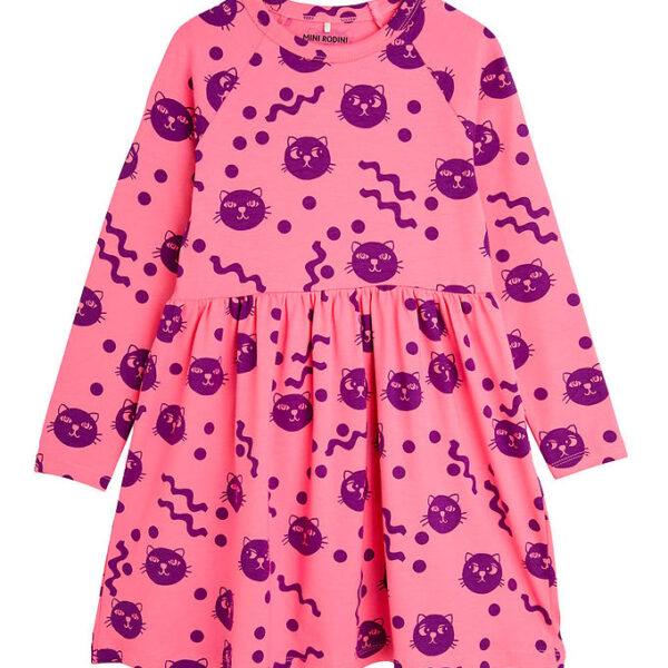 Mini rodini Kjole - Squiggly Cats AOP - Pink Mini rodini Kjole - Squiggly Cats AOP - Pink