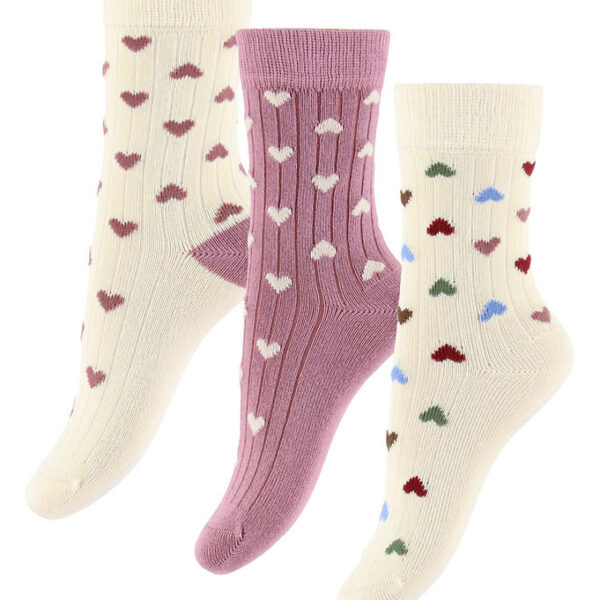 MiniPop Strømper - Bambus - 3-pak - Heart Mix