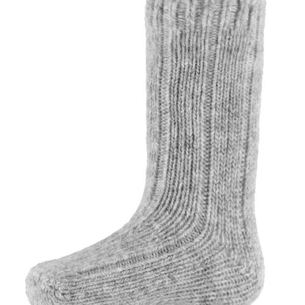 MiniPop Strømper - Uld - Rib - Skridsikre - Light Grey Melange