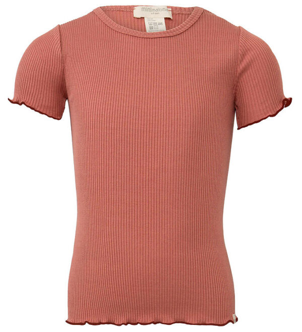 Minimalisma T-shirt - Rib - Silke/Bomuld - Blomst - Antique Red/
