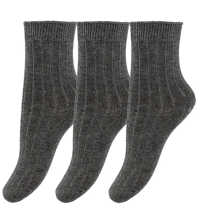 Minipop Strømper - Bambus - 3-pak - Dark Grey Melange