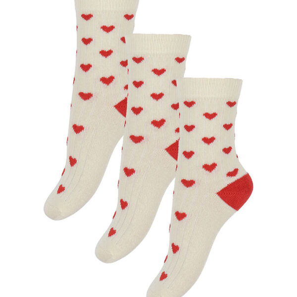 Minipop Strømper - Rib - Bambus - 3-pak - Bright Red