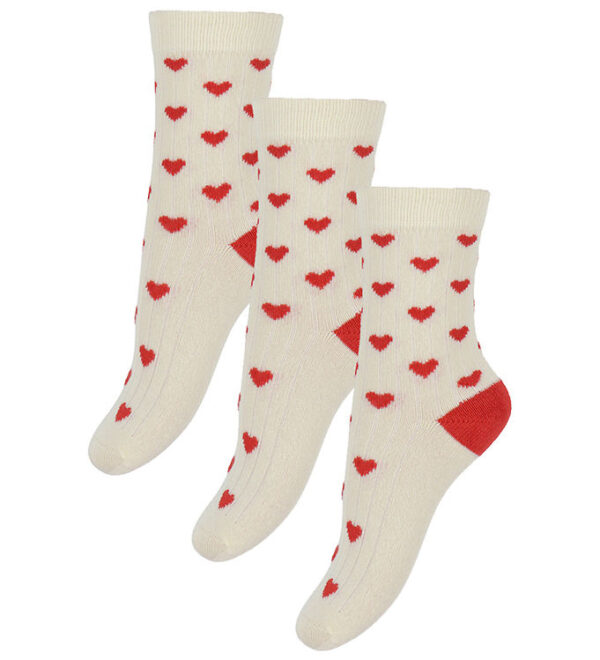 Minipop Strømper - Rib - Bambus - 3-pak - Bright Red