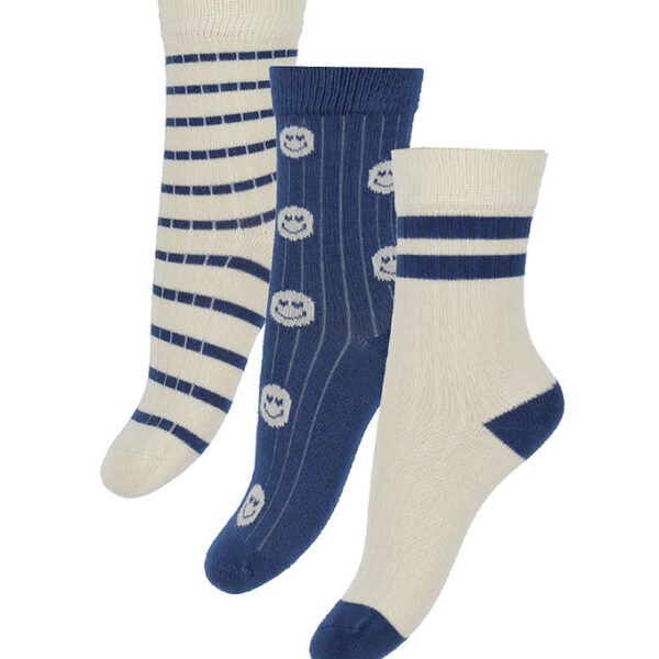 Minipop Strømper - Rib - Bambus - 3-pak - Cobalt Mix