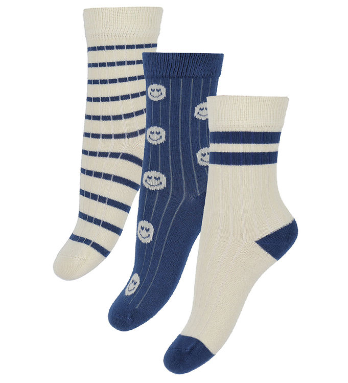 Minipop Strømper - Rib - Bambus - 3-pak - Cobalt Mix