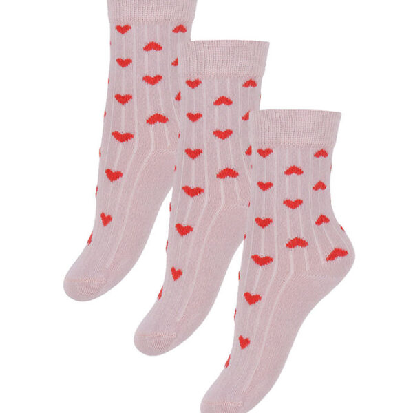 Minipop Strømper - Rib - Bambus - 3-pak - Rose Heart