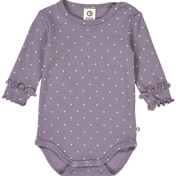 Müsli Body l/æ - Rib - Dot - Lilac Fog/Oat