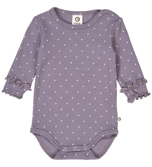 Müsli Body l/æ - Rib - Dot - Lilac Fog/Oat
