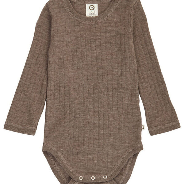 Müsli Body l/æ - Rib - Uld - Walnut Melange