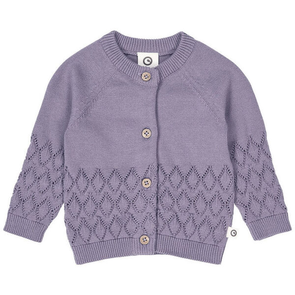 Müsli Cardigan - Strik - Leaf - Lilac Fog m. Hulmønster