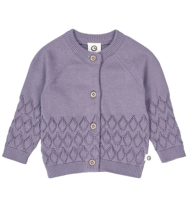 Müsli Cardigan - Strik - Leaf - Lilac Fog m. Hulmønster