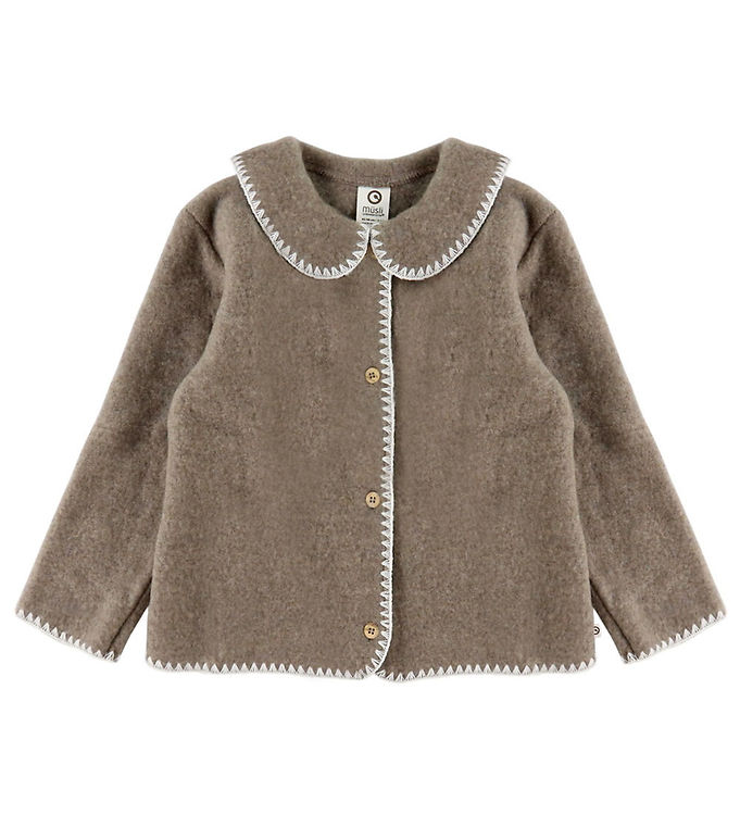 Müsli Cardigan - Uldfleece - Brown Melange Müsli Cardigan - Uldfleece - Brown Melange