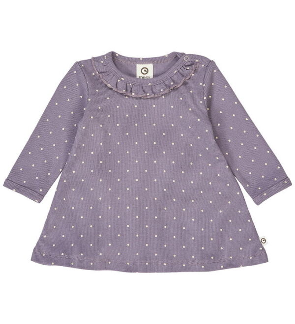 Müsli Kjole - Rib - Dot - Lilac Fog/Oak