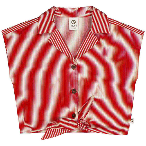 Müsli Skjorte - Poplin Stripe Crop - Balsam Cream/Apple Red Müsli Skjorte - Poplin Stripe Crop - Balsam Cream/Apple Red