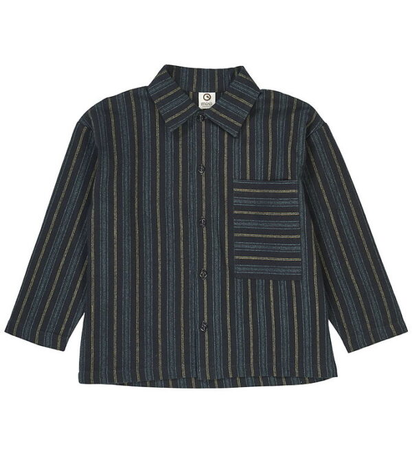 Müsli Skjorte - Stripe - Night Blue/Moss/Stormy Blue
