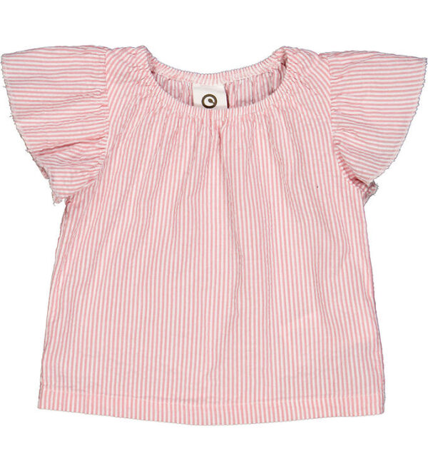 Müsli Top - Seersucker - Frill - Balsam Cream/Bubblegum