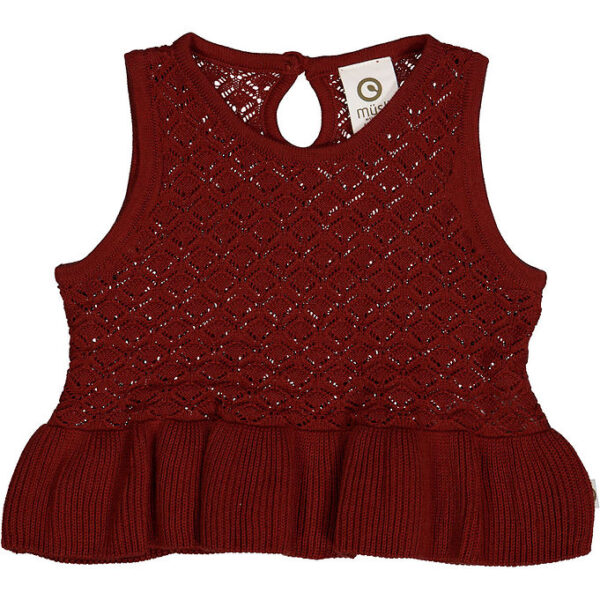 Müsli Vest - Knit Scallop - Russet m. Hulmønster