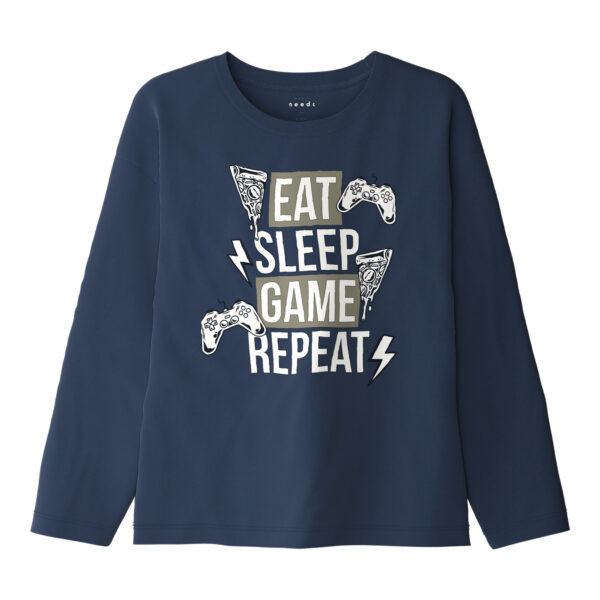 NAME IT Bluse Victor Insignia Blue Eat Game