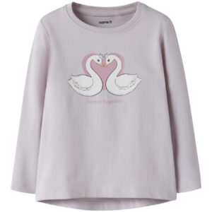 NAME IT Bluse Vix Lilac Marble Swan Heart