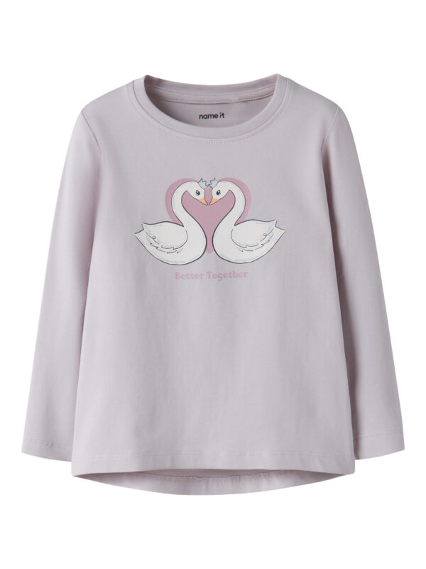 NAME IT Bluse Vix Lilac Marble Swan Heart