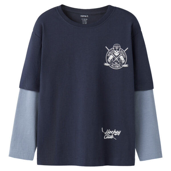 NAME IT Langærmet Bluse Varto Navy Blazer Skull