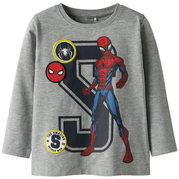 Name It Bluse - Noos - NmmDeep - Spiderman - Gråmeleret
