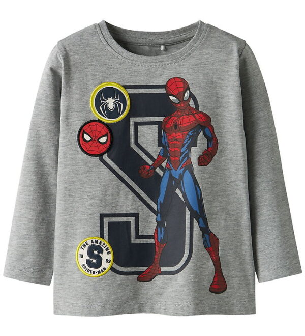 Name It Bluse - Noos - NmmDeep - Spiderman - Gråmeleret