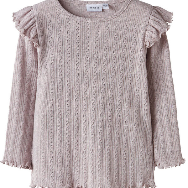 Name It Bluse - Rib/Hulmønster - NmfBlitta - Lilac Marble/Melang