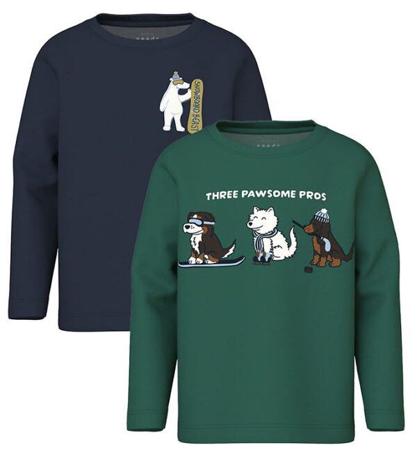 Name It Bluser - 2-Pak - NmmVux - Bistro Green/Navy Blazer Snowb