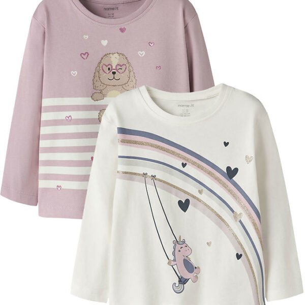 Name It Bluser - 2-pak - NmfValiane - Cloud Dancer/Dawn Pink