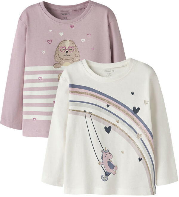 Name It Bluser - 2-pak - NmfValiane - Cloud Dancer/Dawn Pink