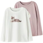 Name It Bluser - 2-pak - NmfVotea - Cloud Dancer/Keepsake Lilac