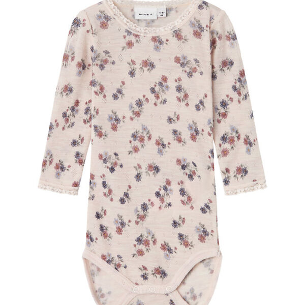 Name It Body l/æ - Uld - Noos - NbfWang - Lilac Ash m. Hulmønste
